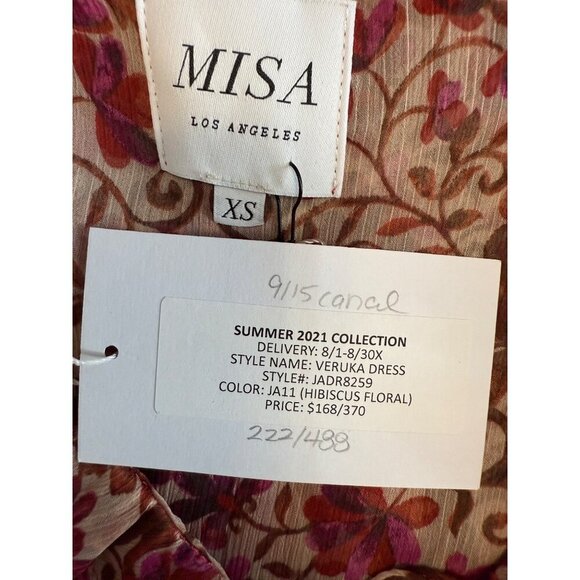 NWT Misa Los Angeles Veruka Mini Dress In Pink Hibiscus Floral Print XS - Picture 6 of 11
